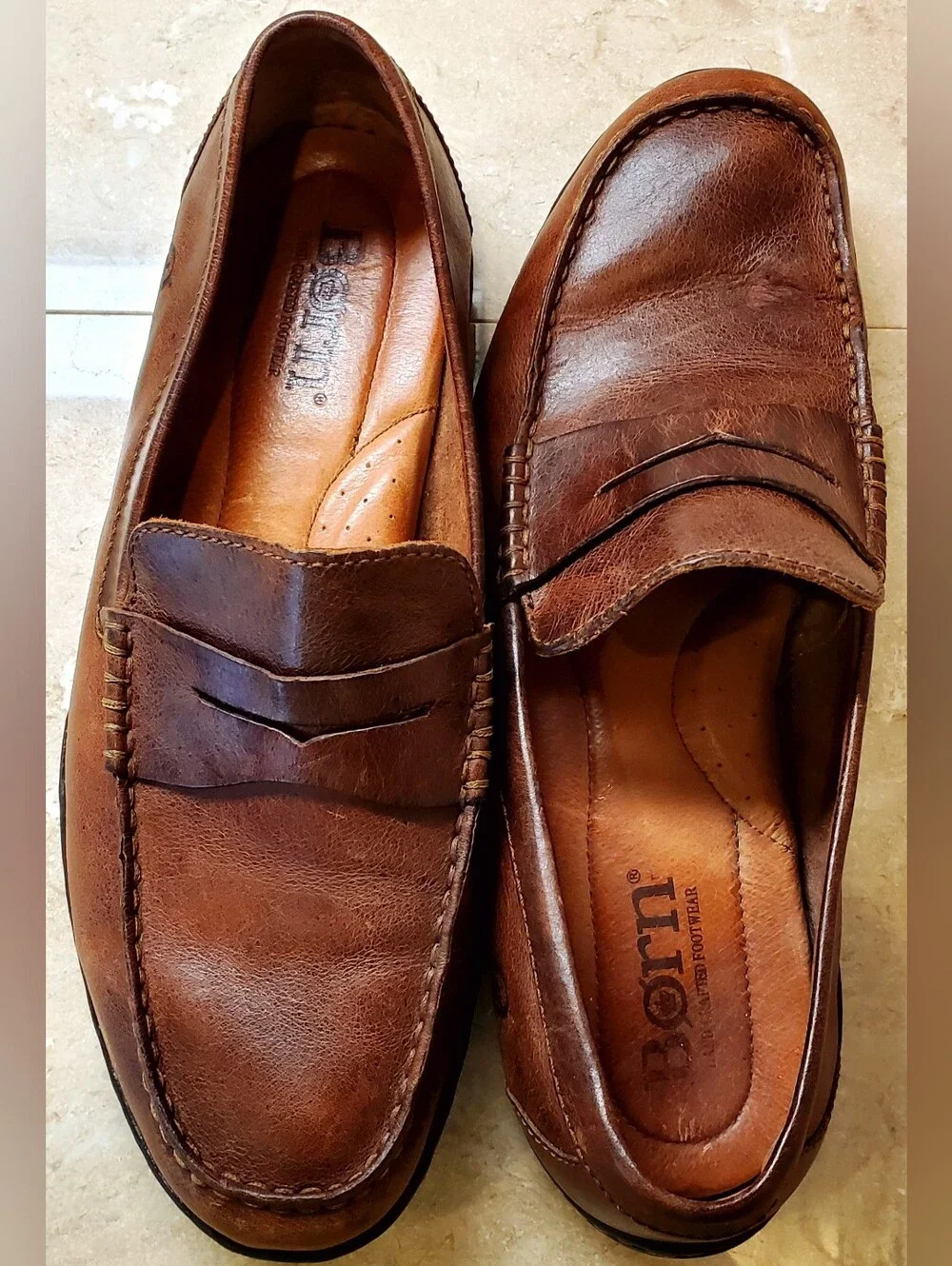 Born Men's Brown Leather Penny Loafers Size 10.5 M